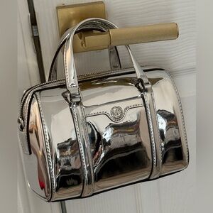 NWT Michael Kors Mirror Silver Small Duffel Crossbody Bag - Metallic
